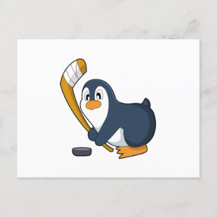 Pinguin Eishockey Eishockeyschläger Postkarte