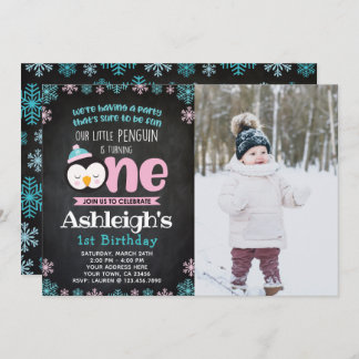 Pinguin Erstgeburt Einladung mit Foto