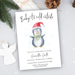 Pinguin Es ist kalt draußen Winter-Baby-Party Einladung