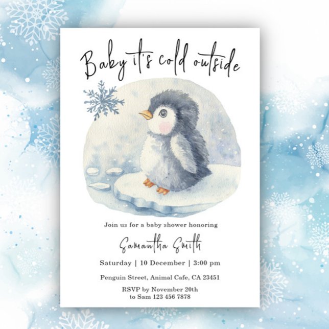 Pinguin Es ist kalte Outside Winter Baby Dusche Einladung (Von Creator hochgeladen)