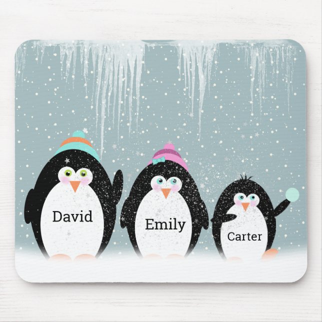 Pinguin-Familie in Schneemusepad Mousepad (Vorne)