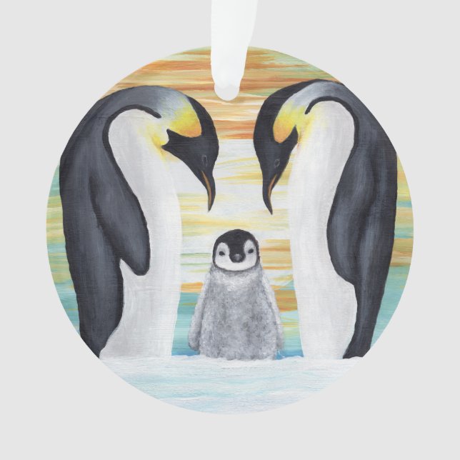 Pinguin-Familie mit Baby-Pinguin Ornament (Vorderseite)