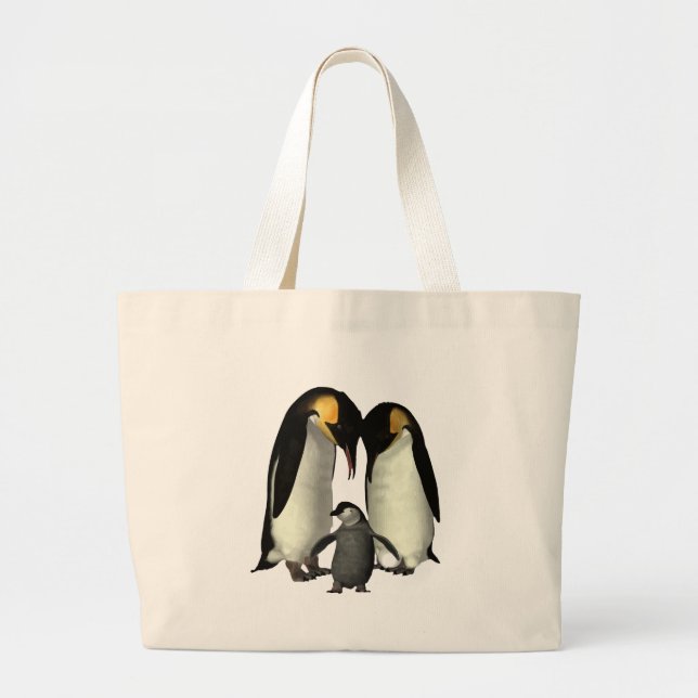 Pinguin-Familien-Tasche Jumbo Stoffbeutel (Vorne)