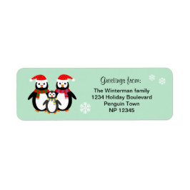 Pinguin-Familientext aquamarines Weihnachtslabel