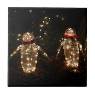 Pinguin-Feiertags-Lichterdisplay Fliese