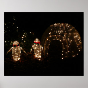 Pinguin-Feiertags-Lichterdisplay Poster