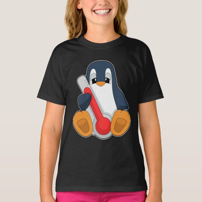 Pinguin-Fieber-Thermometer T-Shirt (Vorderseite)