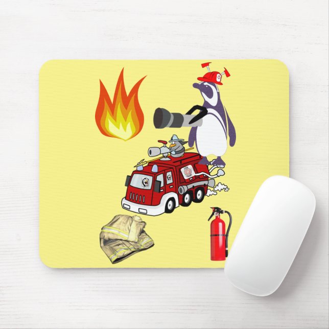 Pinguin Fireman Mouse Pad! Mousepad (Mit Mouse)