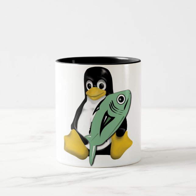 PINGUIN-FISCHE LINUXS TUX ZWEIFARBIGE TASSE (Mittel)