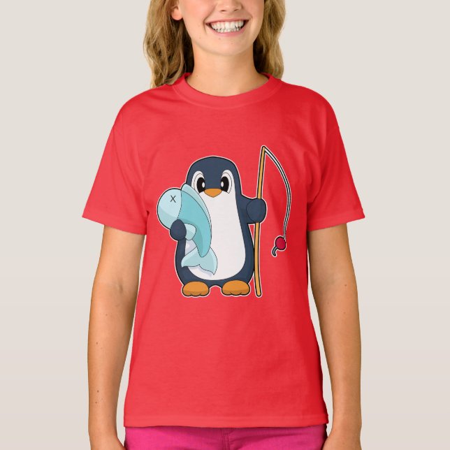 Pinguin Fisher Fish T-Shirt (Vorderseite)