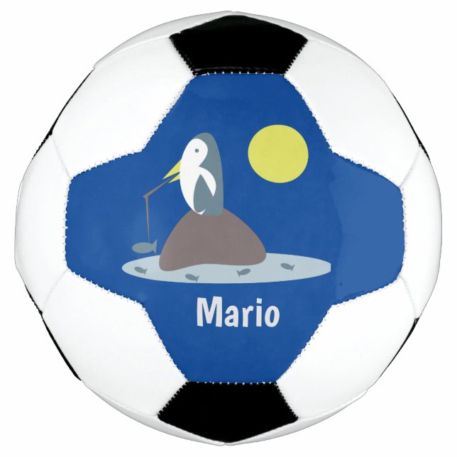 Pinguin Fishing Monogram Name Soccer Ball (Vorderseite)