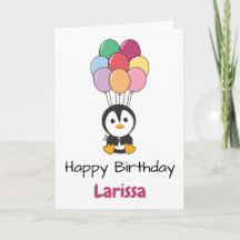 Pinguin fliegt mit farbenfroher Balloonkarte auf
