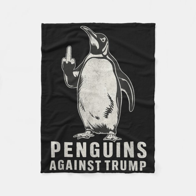 Pinguin Flippers Hoch Mittelfinger Pinguine gegen Fleecedecke (Vorderseite)