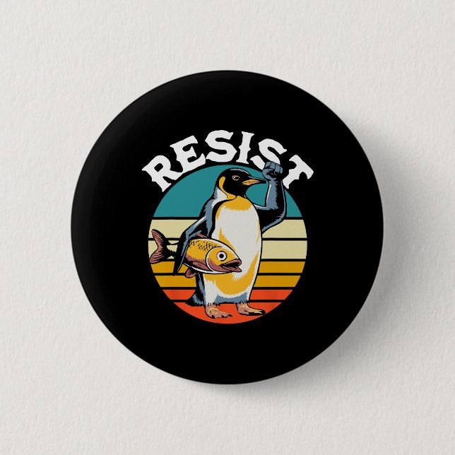 Pinguin Flippers Up widersteht lustigen Pinguinen  Button (Vorderseite)