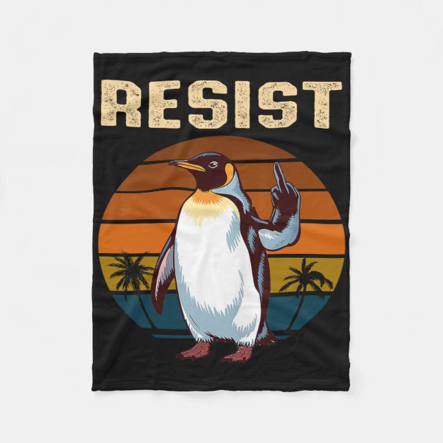 Pinguin Flippers Up widersteht lustigen Pinguinen  Fleecedecke (Vorderseite)