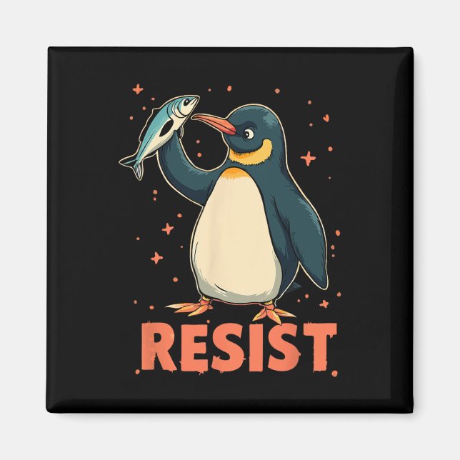 Pinguin Flippers Up widersteht lustigen Pinguinen  Magnet (Vorne)