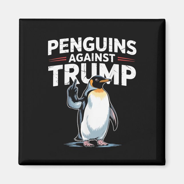 Pinguin Flippers Up widersteht lustigen Pinguinen  Magnet (Vorne)