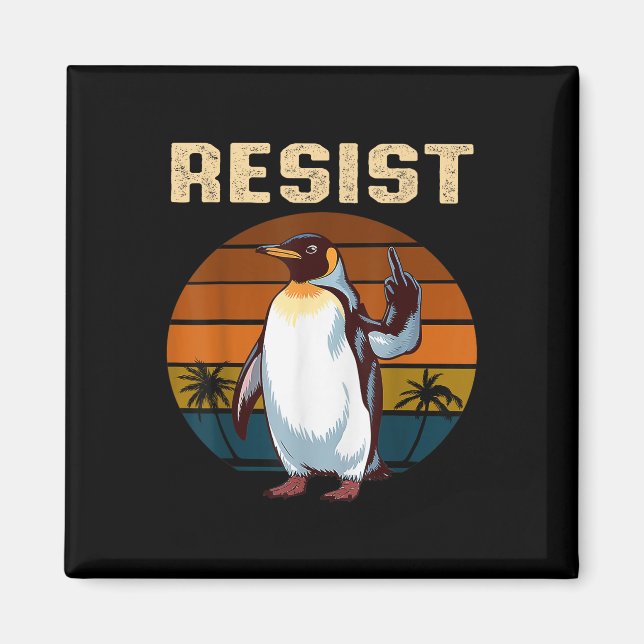 Pinguin Flippers Up widersteht lustigen Pinguinen  Magnet (Vorne)