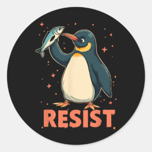 Pinguin Flippers Up widersteht lustigen Pinguinen  Runder Aufkleber