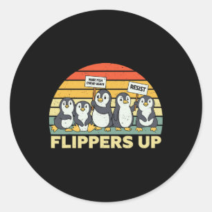Pinguin Flippers Up widersteht lustigen Pinguinen Runder Aufkleber