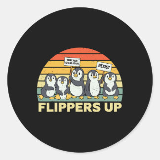 Pinguin Flippers Up widersteht lustigen Pinguinen  Runder Aufkleber