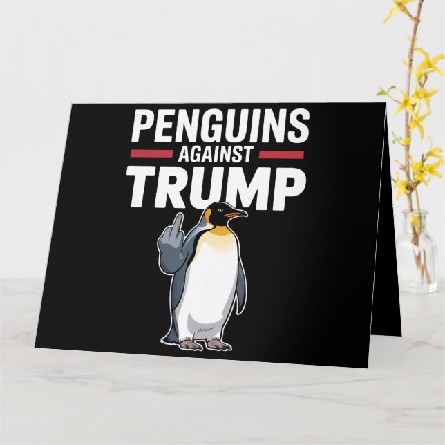 Pinguin Flippert auf widerspenstige Pinguine gegen Karte (Gelbe Blume)