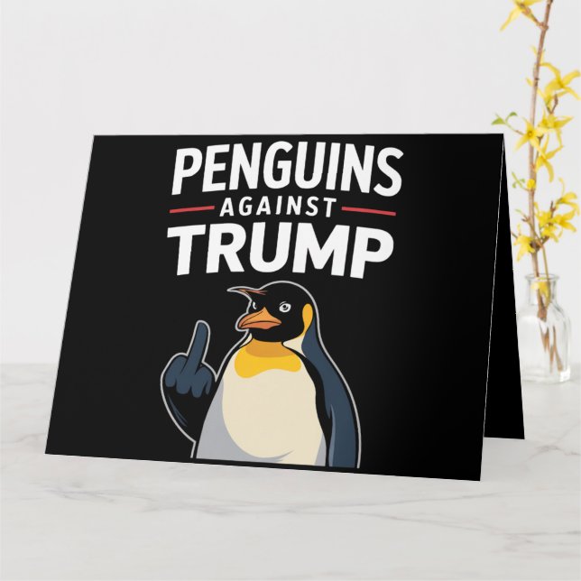 Pinguin Flippert auf widerspenstige Pinguine gegen Karte (Gelbe Blume)