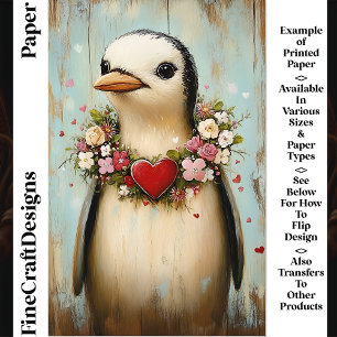 Pinguin, Florales Herz Girlande CH7 Scrapbook Papi