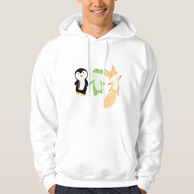 Pinguin Fox Frog Funny Animals Kinder Hoodie (Vorderseite)