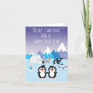 Pinguin-Freund-arktische Weihnachtskarte Feiertagskarte