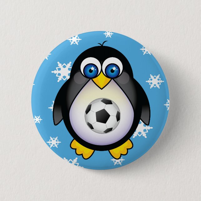 Pinguin-Fußball-Weihnachtsknopf Button (Vorderseite)