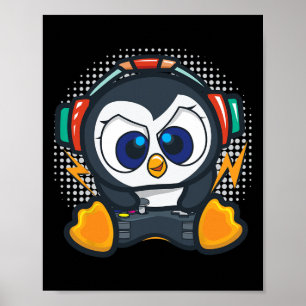 Pinguin-Gaming-Shirt Jungen Kinder Gamer-Geschenk Poster