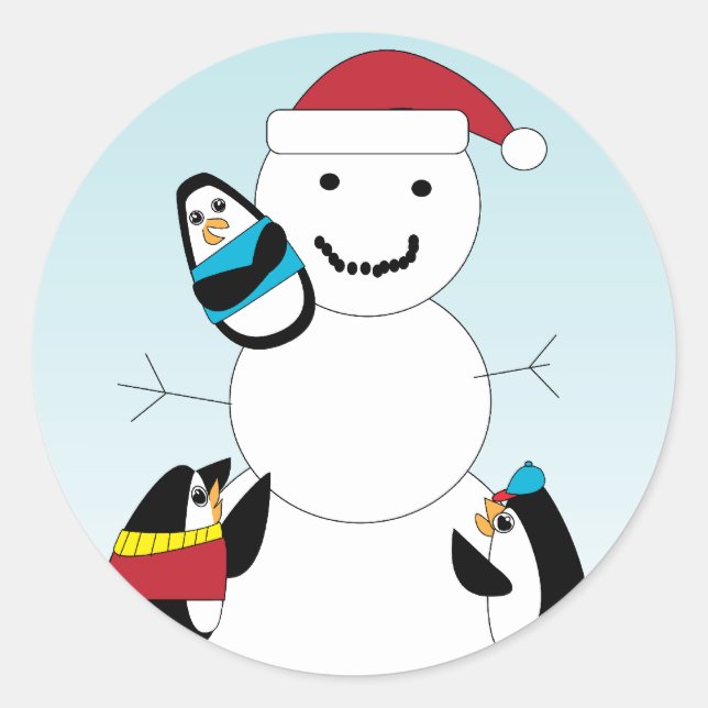 Pinguin Gebäude ein Snowman Sticker (Vorderseite)