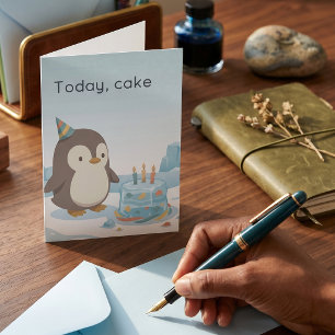 Pinguin-Geburtstag   Heute, Kuchen   Benutzerdefin Karte