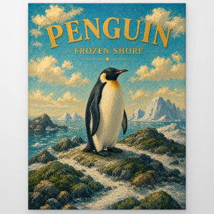 Pinguin Gefrorene Küste Wasserfarbe GeoSaga Postkarte