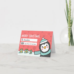 Pinguin Geld Weihnachtskarte Feiertagskarte