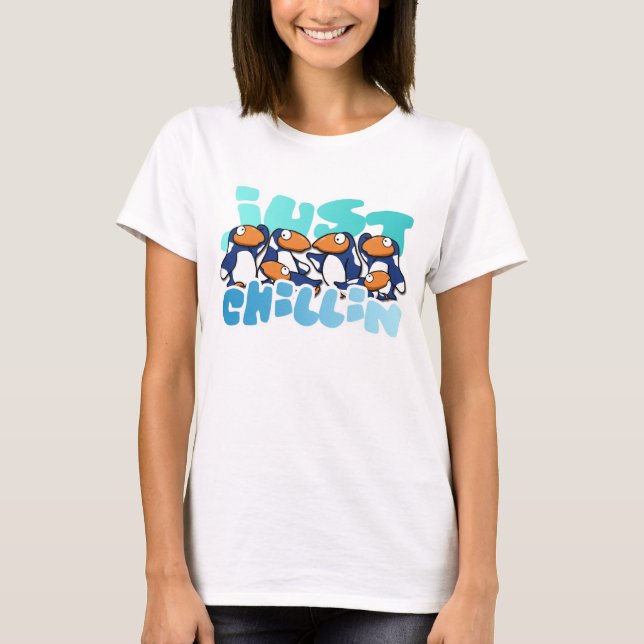 Pinguin gerade Chillin Damen-Trägershirt T-Shirt (Vorderseite)