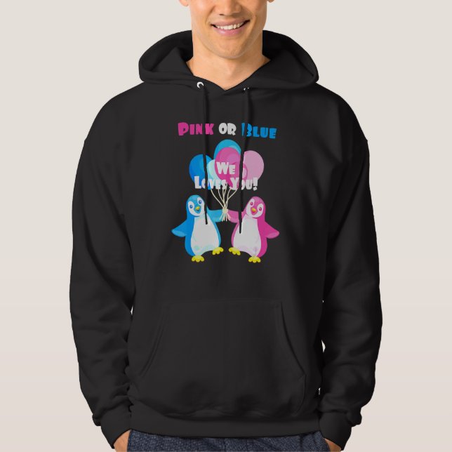 Pinguin Geschlecht offenbaren Party Rosa oder Blau Hoodie (Vorderseite)