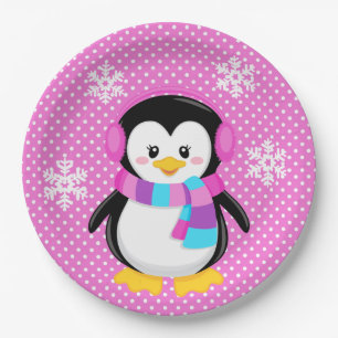 Pinguin Girl Plate Pappteller