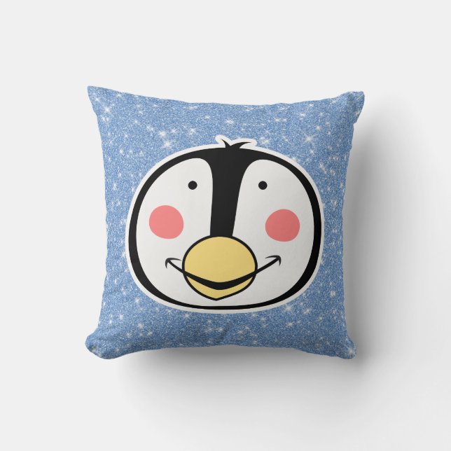 Pinguin-Glitzer Kissen (Vorderseite)