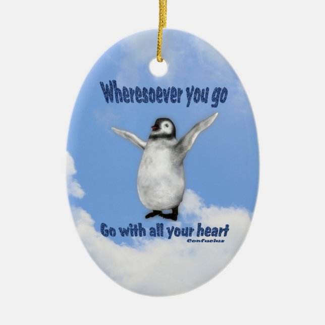 Pinguin Glück Inspiration Zitat Ornament (Vorne)