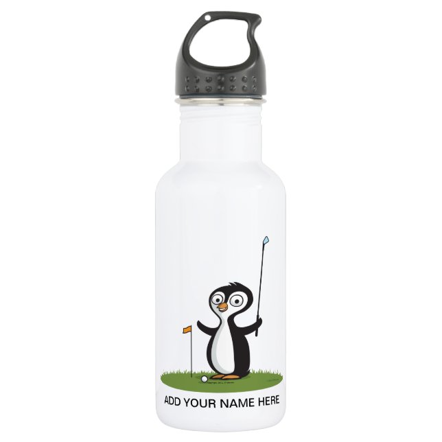 Pinguin-Golf Edelstahlflasche (Vorderseite)