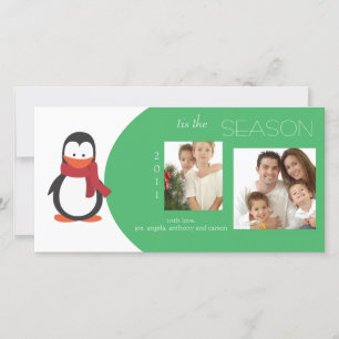 Pinguin Green Holiday Foto Card Feiertagskarte