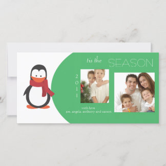 Pinguin Green Holiday Foto Card Feiertagskarte