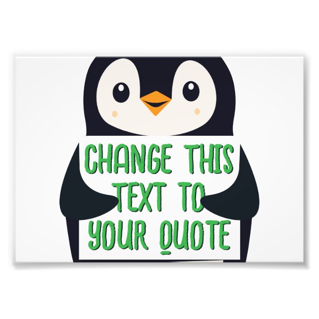 Pinguin hält ein Schild mit einer benutzerdefinier (Vorne)