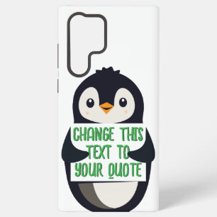 Pinguin hält ein Schild mit einer benutzerdefinier Samsung Galaxy Hülle