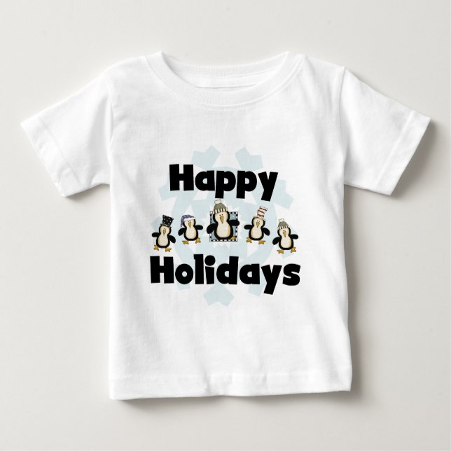 Pinguin Happy Holidays - Geschenke Baby T-shirt (Vorderseite)
