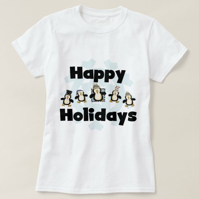 Pinguin Happy Holidays - Geschenke T-Shirt (Design vorne)