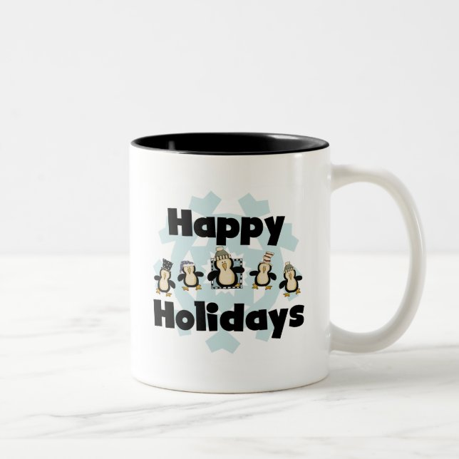 Pinguin Happy Holidays - Geschenke Zweifarbige Tasse (Rechts)