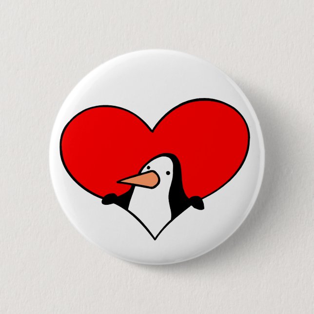 Pinguin-Herzknopf Button (Vorderseite)